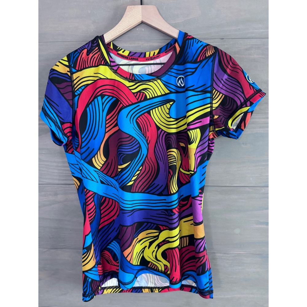 INKnBURN Women's Epic TechShirt Size‎ Large swirls colorful